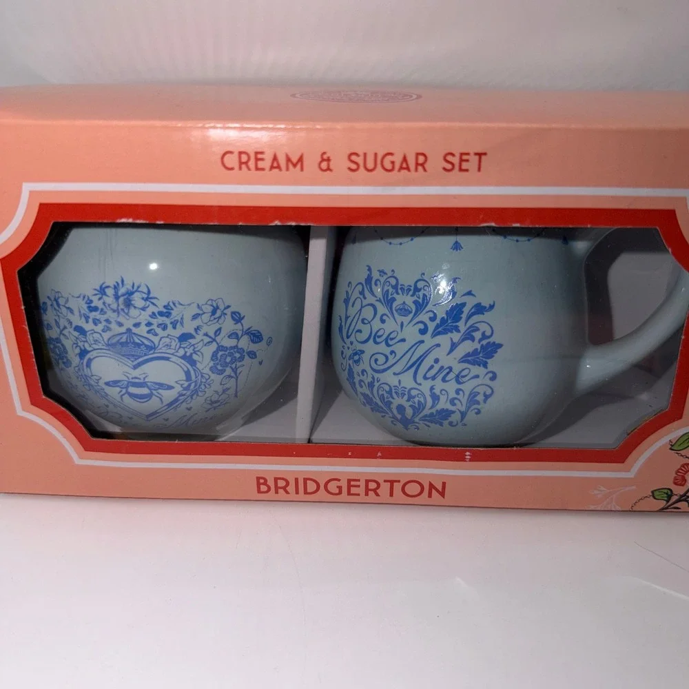 Bridgerton  Blue Floral Tea Steeper and Cream & Sugar Set Regencycore Tea Party